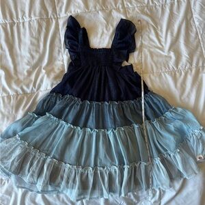 Navy and Blue Tiered Dress